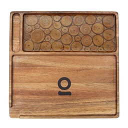 [ogk033] Rolling Tray Ongrok Acacia Wood Tray Medium Log