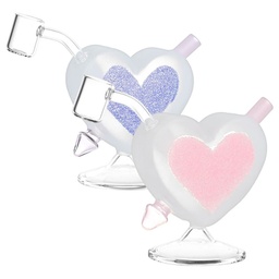 [gfa103] Glass Rig Heart Sparkles Glass Mini Rig 4.5"