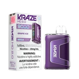 [krv1206b] *EXCISED* Kraze Disposable Vape HD 2.0 Rechargable 650mAh Grape Ice 15ml Box of 5