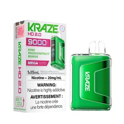 [krv1207b] *EXCISED* Kraze Disposable Vape HD 2.0 Rechargable 650mAh Kiwi Passionfruit Guava 15ml Box of 5