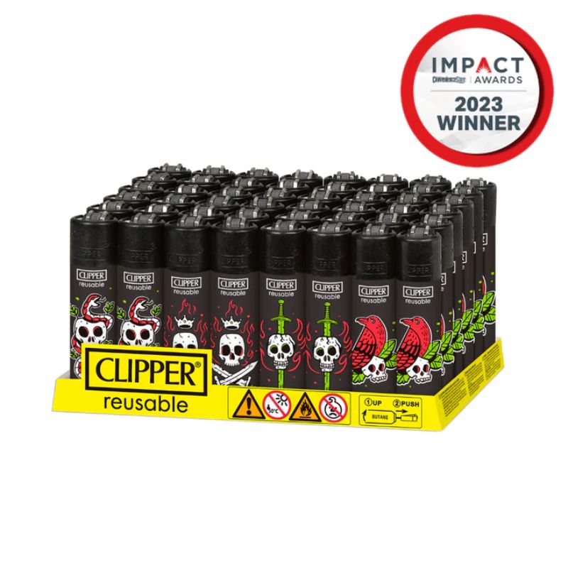 Lighters Clipper Tattoo Skulls Series Box of 48