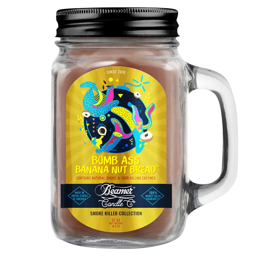 Candle Beamer Smoke Killer Collection Bomb Ass Banana Nut Bread Large Glass Mason Jar 12oz