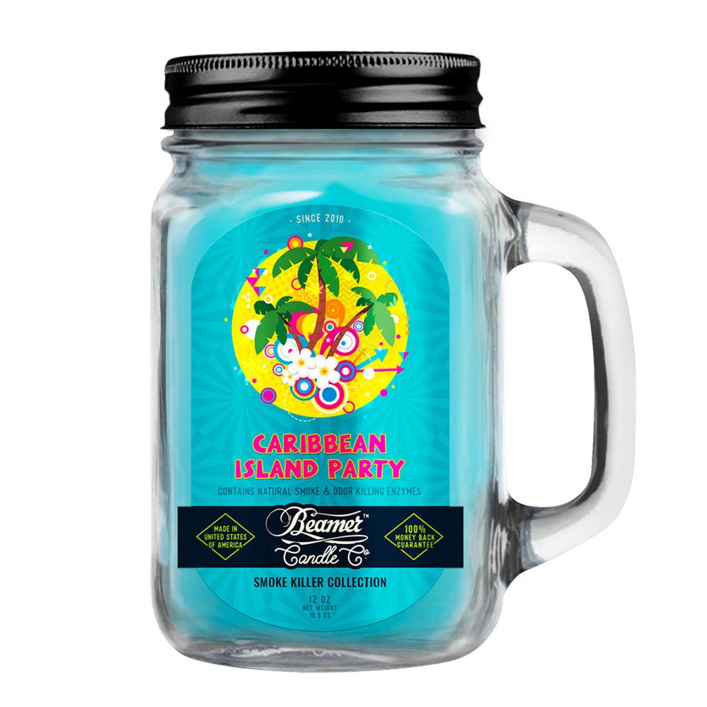 Candle Beamer Smoke Killer Collection Caribbean Island Party Large Glass Mason Jar 12oz