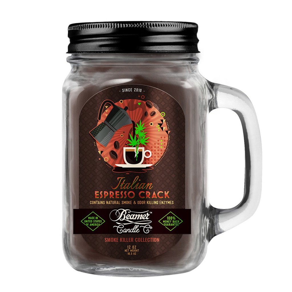 Candle Beamer Smoke Killer Collection Italian Espresso Crack Large Glass Mason Jar 12oz