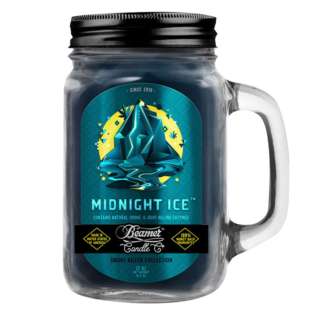 Candle Beamer Smoke Killer Collection Midnight Ice Large Glass Mason Jar 12oz