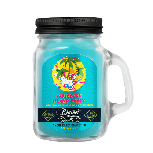 Candle Beamer Double Shot Smoke Killer Collection Caribbean Island Party Small Glass Mason Jar 4oz