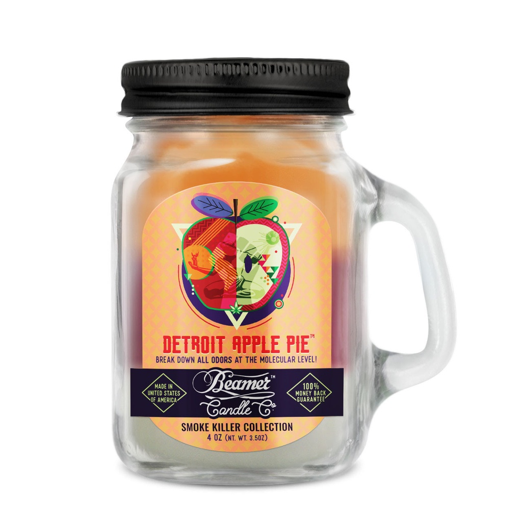 Candle Beamer Double Shot Smoke Killer Collection Detroit Apple Pie Small Glass Mason Jar 4oz