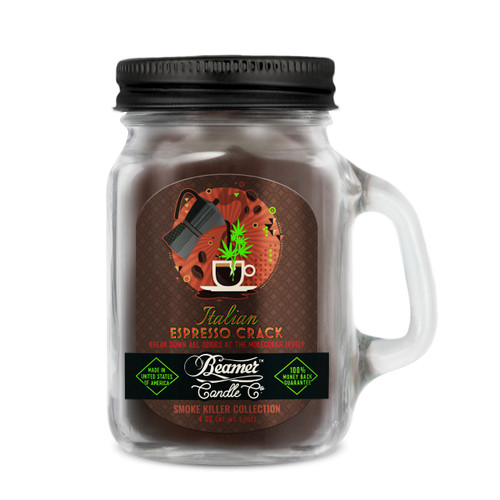 Candle Beamer Double Shot Smoke Killer Collection Italian Espresso Crack Small Glass Mason Jar 4oz