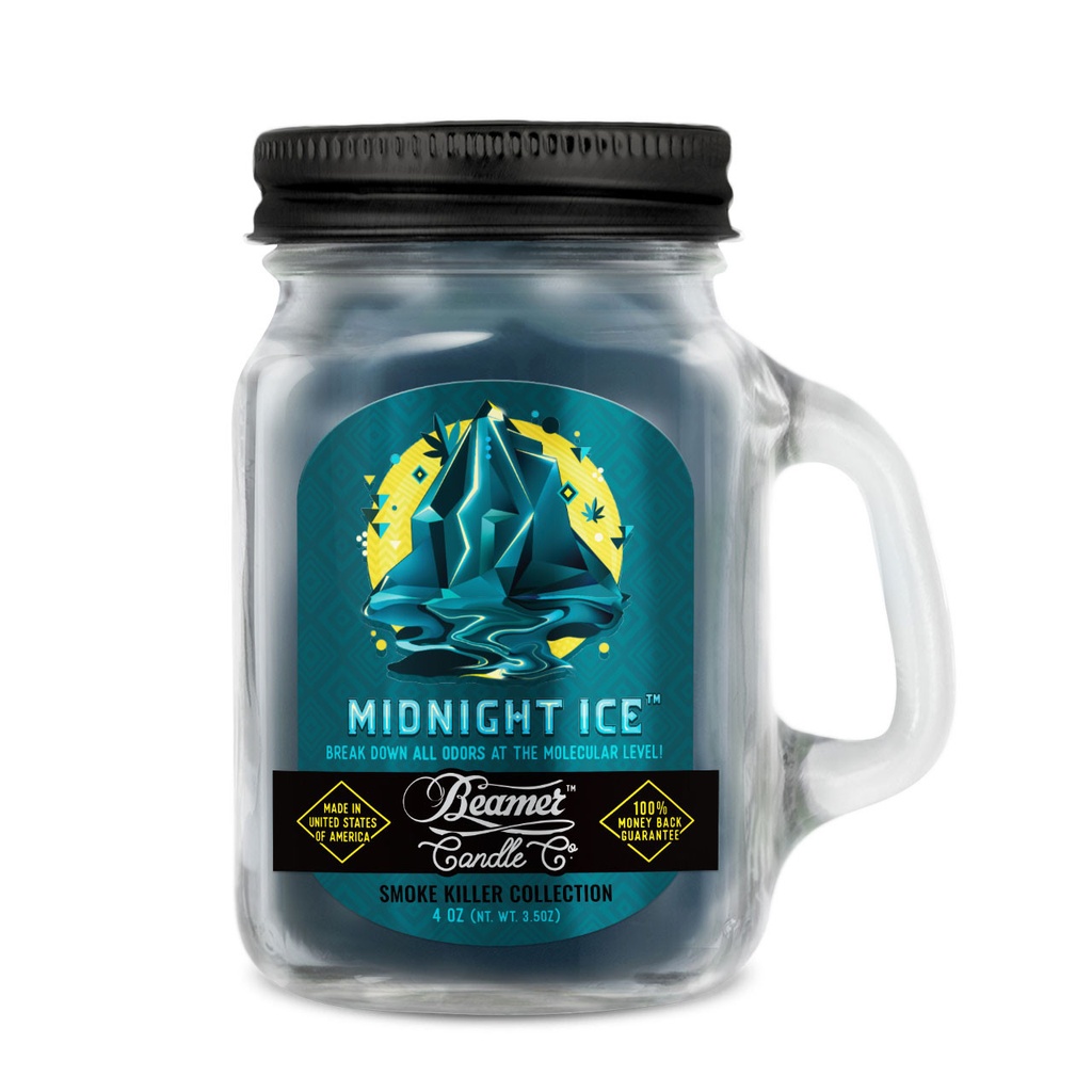 Candle Beamer Double Shot Smoke Killer Collection Midnight Ice Small Glass Mason Jar 4oz