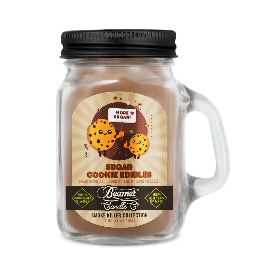 Candle Beamer Double Shot Smoke Killer Collection Sugar Cookie Edibles Small Glass Mason Jar 4oz