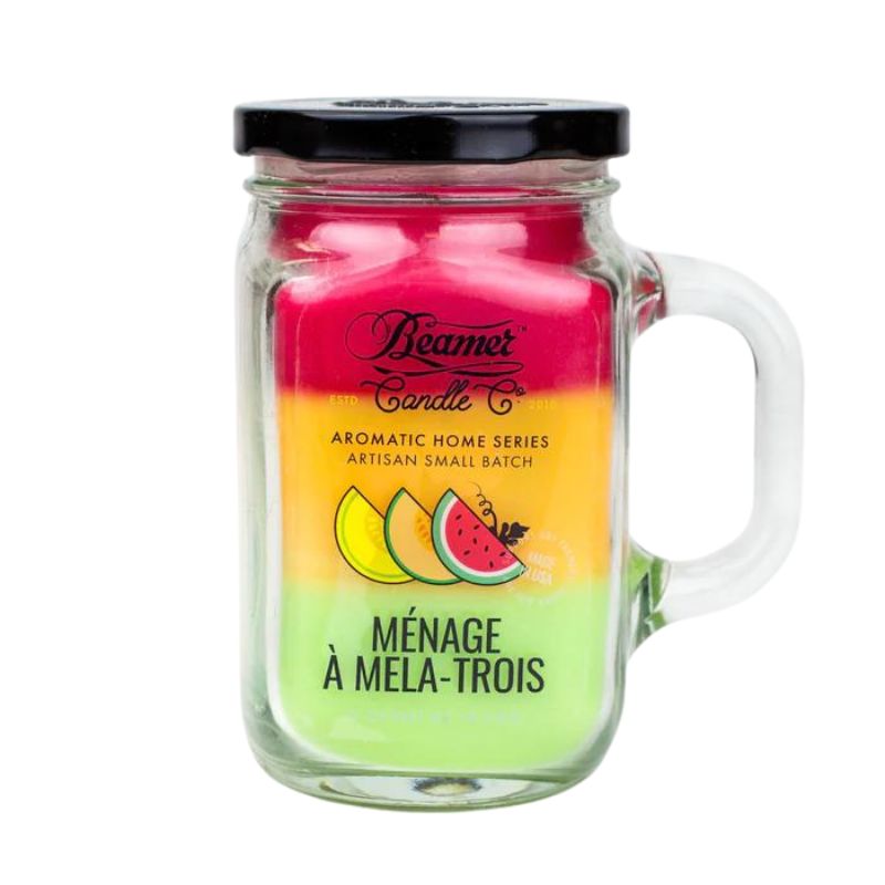 Candle Beamer Double Shot Aromatic Home Series Ménage à Mela-Trois Small Glass Mason Jar 4oz