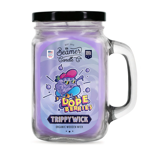 Candle Beamer TrippyWick Series Dopeberries Large Glass Mason Jar 12oz