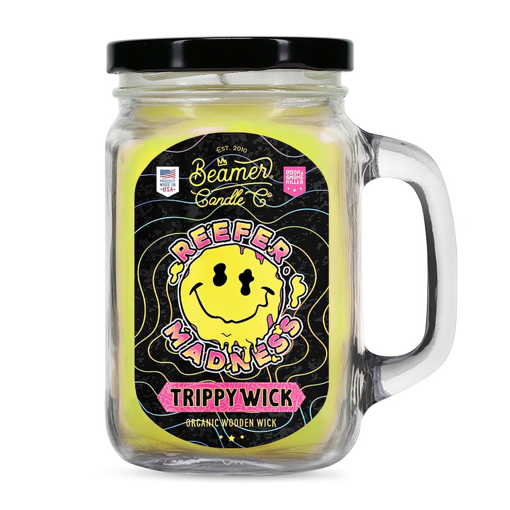 Candle Beamer TrippyWick Series Reefer Madness Large Glass Mason Jar 12oz