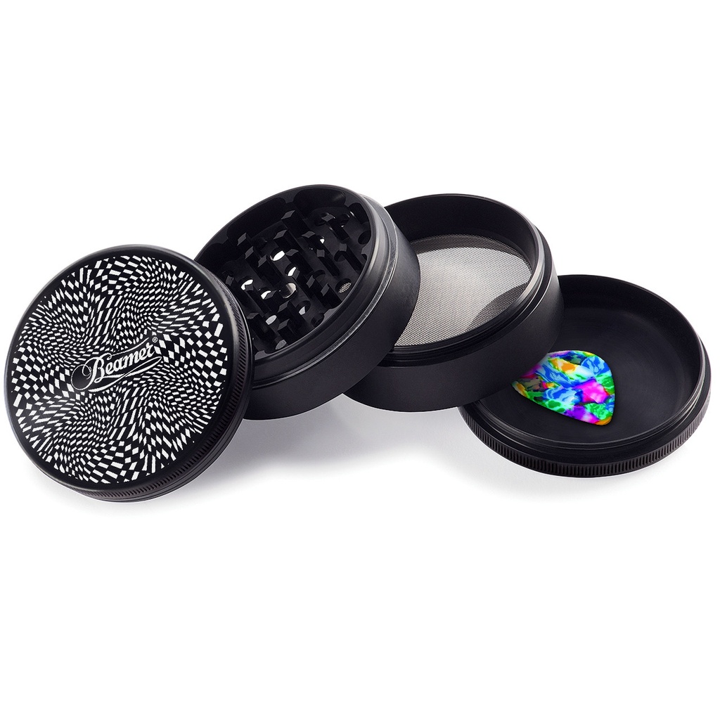 Grinder Beamer Psychedelic Race Design Aircraft Grade Aluminum 4pcs 2.5" with Guitar Pick