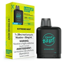 [fvb1504b] *EXCISED* Disposable Vape Flavour Beast Level X Boost Pod Extreme Mint Iced 20ml Box of 6