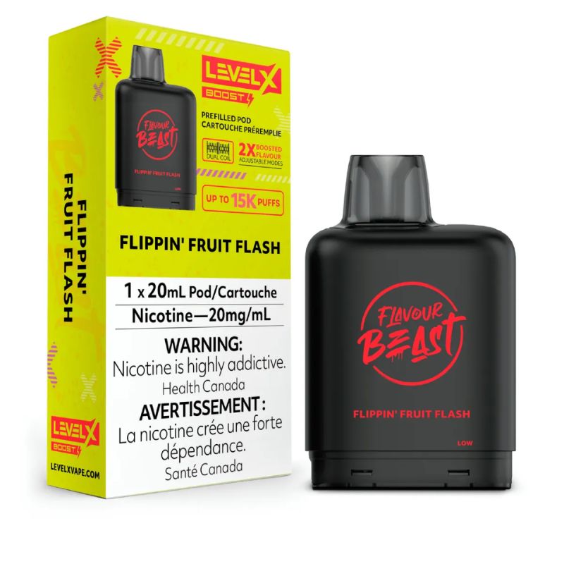 *EXCISED* Disposable Vape Flavour Beast Level X Boost Pod Flippin' Fruit Flash 20ml Box of 6