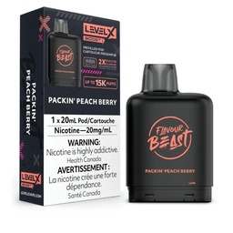 [fvb1509b] *EXCISED* Disposable Vape Flavour Beast Level X Boost Pod Packin' Peach Berry 20ml Box of 6