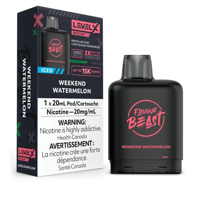 *EXCISED* Disposable Vape Flavour Beast Level X Boost Pod Weekend Watermelon Iced 20ml Box of 6