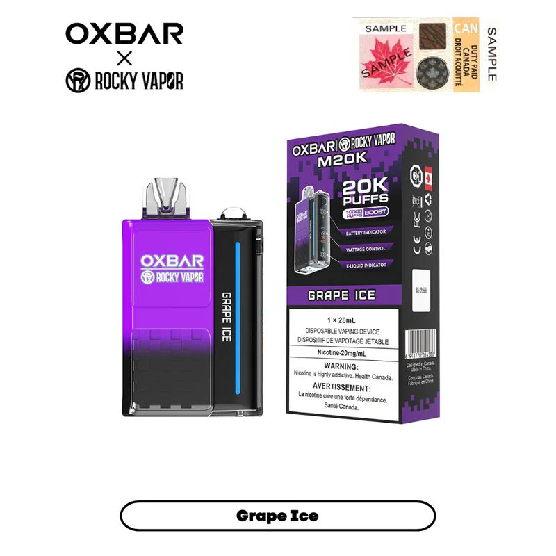 *EXCISED* Disposable Vape Oxbar M20K Grape Ice Box of 5