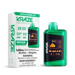 [krv1301b] *EXCISED* Disposable Vape Kraze HD Mega 20k Puff Apple Bomb Ice Box of 5