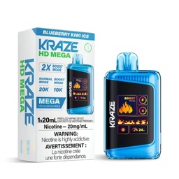 [krv1305b] *EXCISED* Disposable Vape Kraze HD Mega 20k Puff Blueberry Kiwi Ice Box of 5
