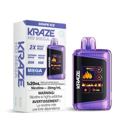 [krv1308b] *EXCISED* Disposable Vape Kraze HD Mega 20k Puff Grape Ice Box of 5