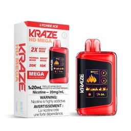 [krv1309b] *EXCISED* Disposable Vape Kraze HD Mega 20k Puff Lychee Ice Box of 5