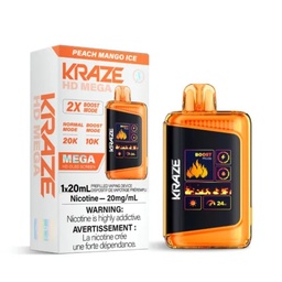 [krv1310b] *EXCISED* Disposable Vape Kraze HD Mega 20k Puff Peach Mango Ice Box of 5