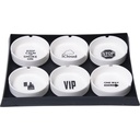 Ashtrays Fujima Round Ceramic "Motto" Design Box of 6