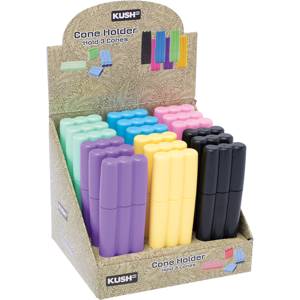 Storage KushRx Plastic Triple Cone Case Solid Color Box of 18