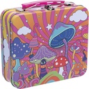 Storage Fujima Large Tin Stash Box Dancing Mushrooms 6.5"