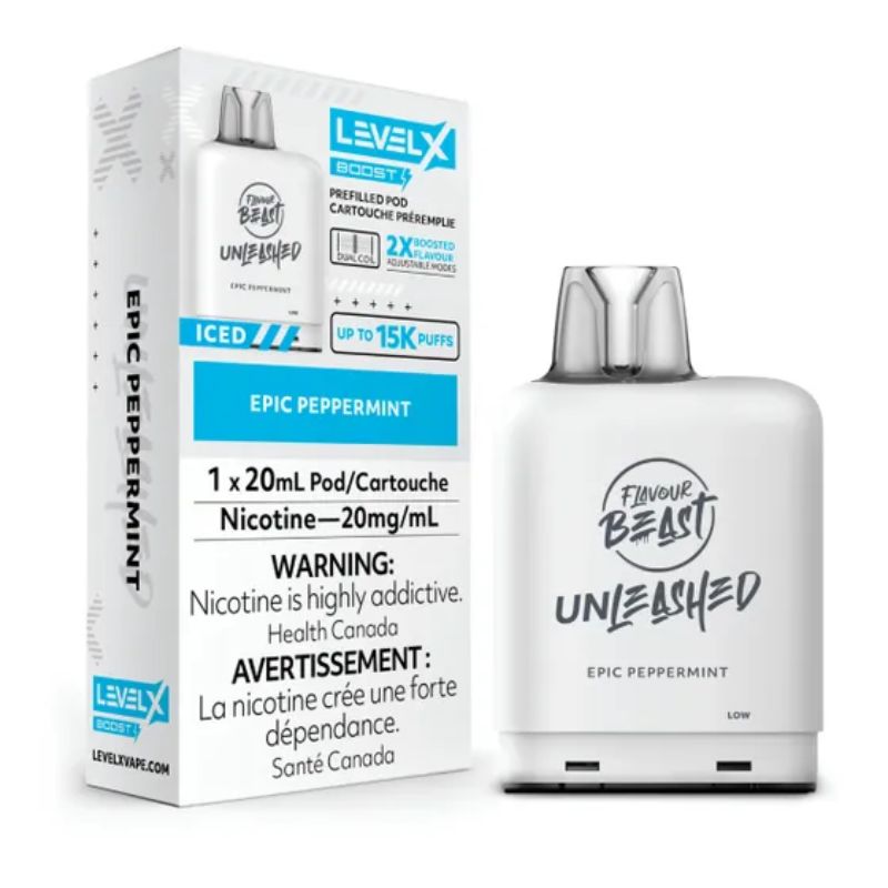 *EXCISED* Nicotine Pod Flavour Beast Level X Unleashed Boost Epic Peppermint Box of 6