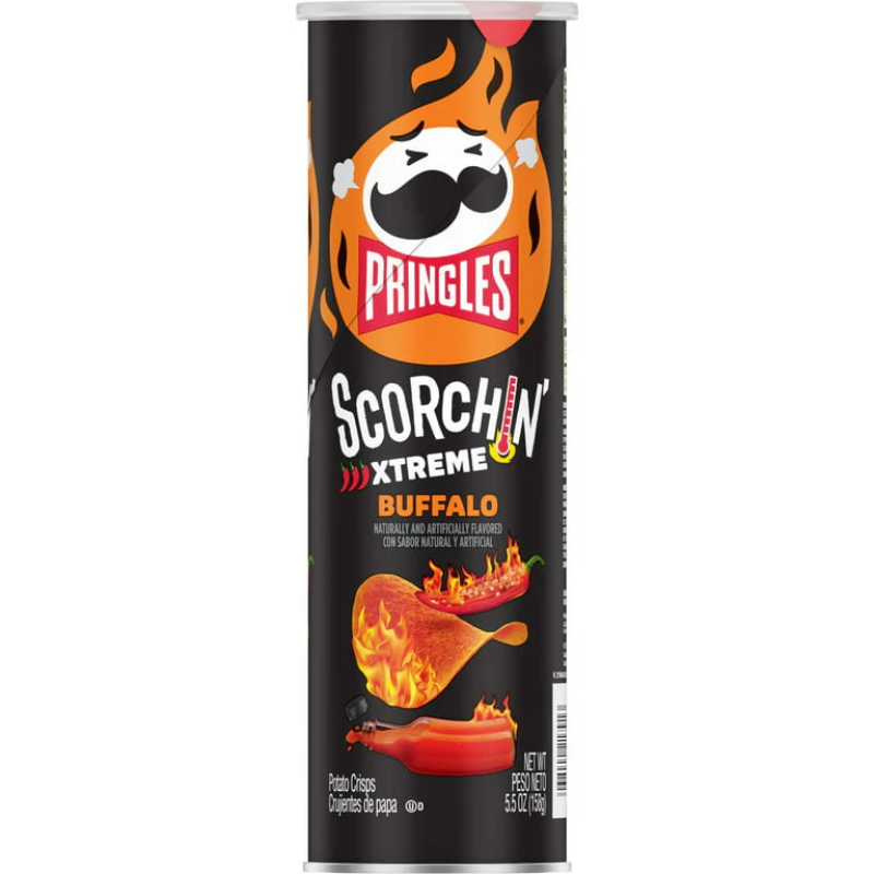 Snacks Pringles Scorchin' Buffalo Chips 156g Box of 14