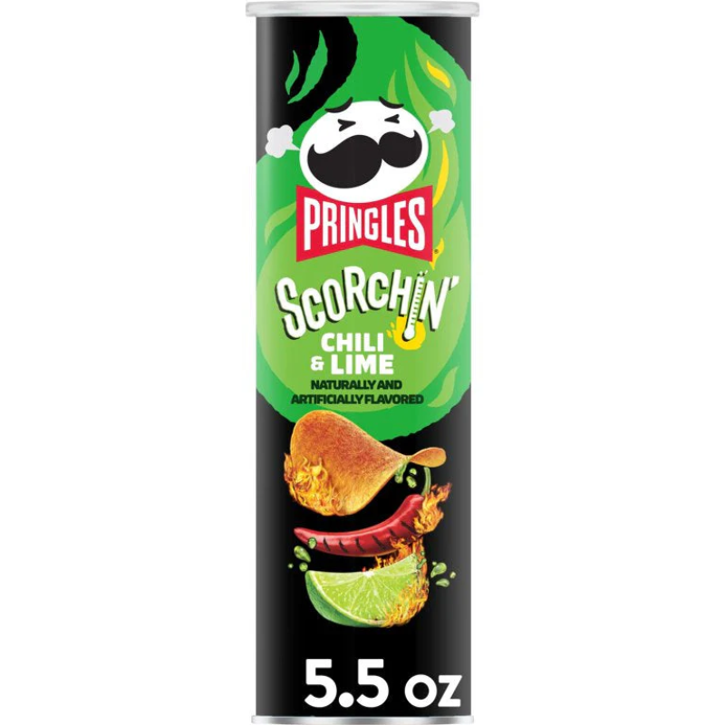 Snacks Pringles Scorchin' Chili & Lime Chips 156g Box of 14