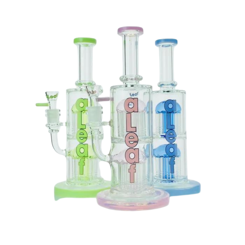 Glass Bong Aleaf Double Tree 12"