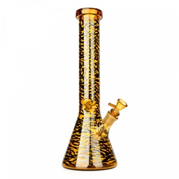 [wgc005] Glass Bong Red Eye Glass Honey Gold Tiger Print Beaker 15"