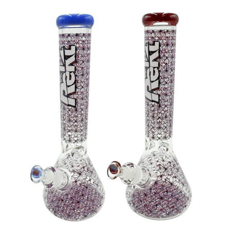 Glass Bong Rekt 9mm 3D Floral 14"