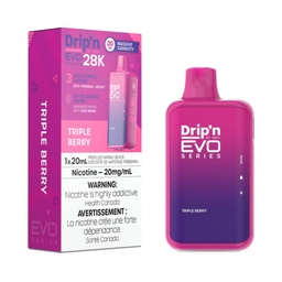 [dpv1307b-on] Ontario *EXCISED* Disposable Vape Drip'n Envi EVO Series 28k Triple Berry Box of 5