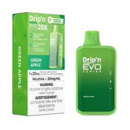 [dpv1308b-on] Ontario *EXCISED* Disposable Vape Drip'n Envi EVO Series 28k Green Apple Box of 5