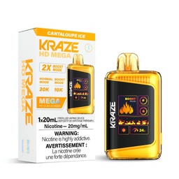 [krv1317b-fd] Federal *EXCISED* Disposable Vape Kraze Kraze HD Mega Cantaloupe Ice Box of 5