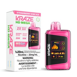 [krv1324b-fd] Federal *EXCISED* Disposable Vape Kraze Kraze HD Mega Strawberry Kiwi Ice Box of 5