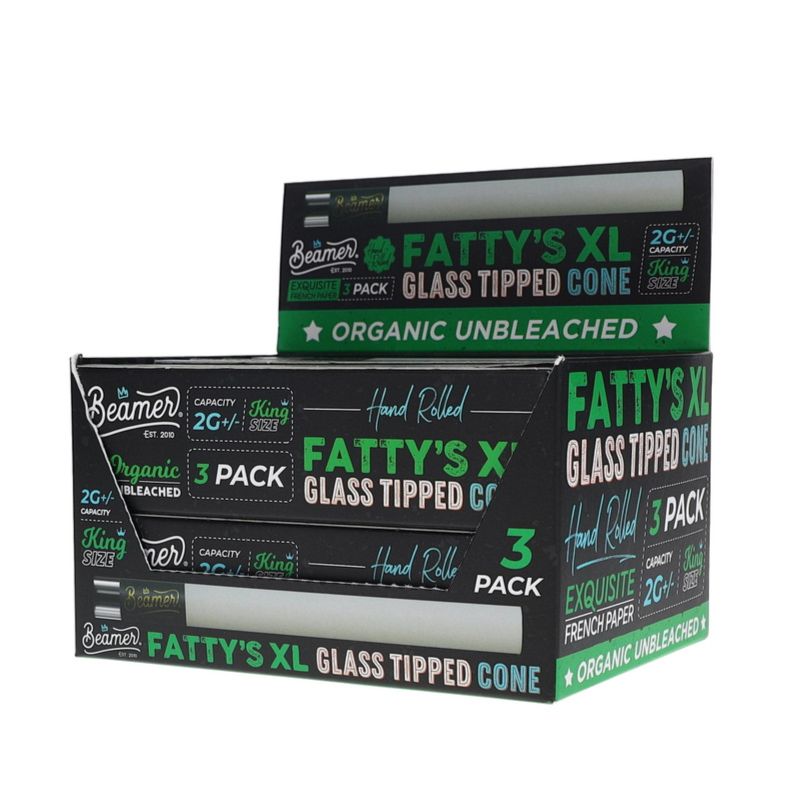 Rolling Cones Beamer "Fatty's XL" Organic Glass-Tipped 3 Pack 109mm Box of 12