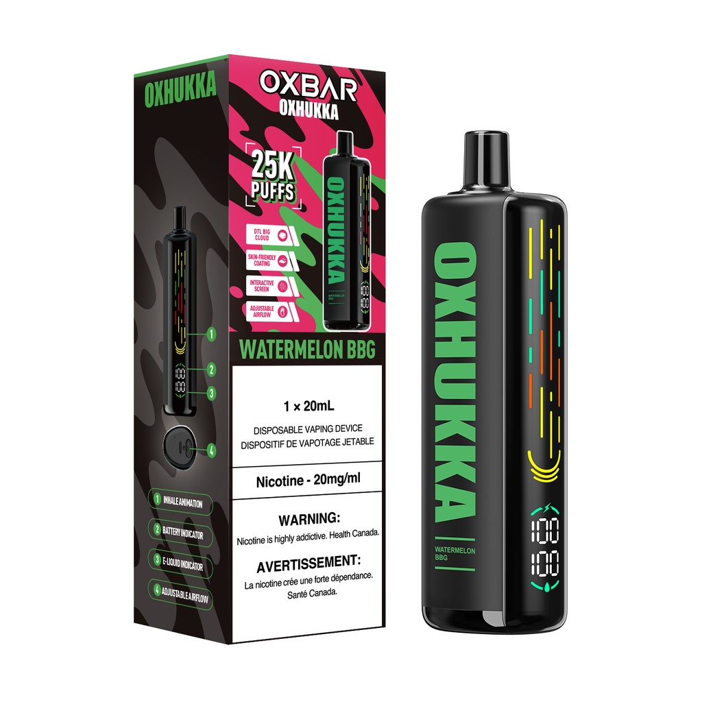 Federal *EXCISED* Disposable Vape Oxbar Oxhukka Watermelon BBG Box of 4