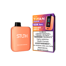 [sth3110b-fd] Federal *EXCISED* Disposable Vape STLTH Titan Max 50K Peach White Grape Ice Box of 4