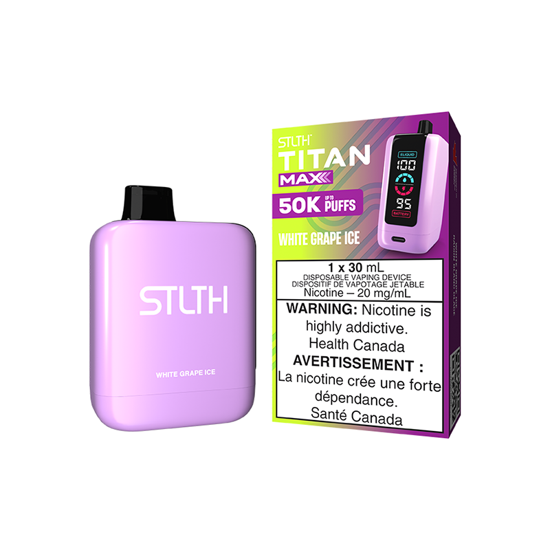 Ontario *EXCISED* Disposable Vape STLTH Titan Max 50K White Grape Ice Box of 4