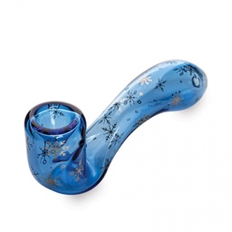 [wgc018] Glass Pipe Red Eye Glass Winter Wonderland  Sherlock  W/Ash Catcher  Mouthpiece 5.5"