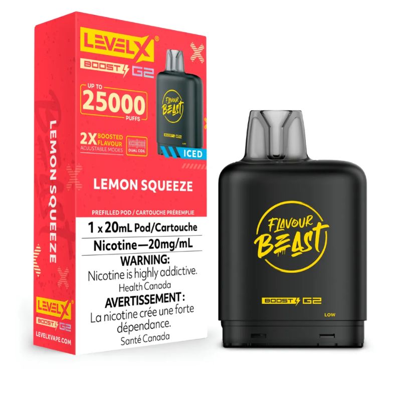 Federal *EXCISED* Nicotine Pod Flavour Beast Level X Boost G2 Lemon Squeeze Box of 6