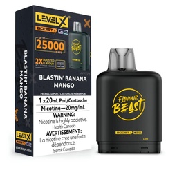 [fvb1525b-fd] Federal *EXCISED* Nicotine Pod Flavour Beast Level X Boost G2 Blastin' Banana Mango Box of 6