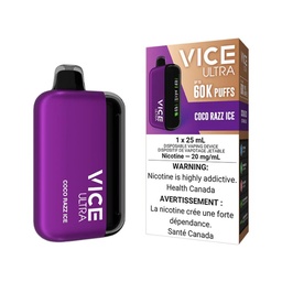 [vic2005b-fd] Federal *EXCISED* Disposable Vape Vice Ultra 60K Coco Razz Ice Box of 4