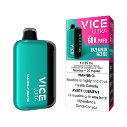 [vic2019b-on] Ontario *EXCISED* Disposable Vape Vice Ultra 60K Razz Melon Rizz Ice Box of 4